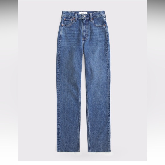 Abercrombie & Fitch Women's Straight Leg Blue Jeans - Picture 6 of 6